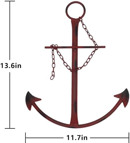 Fleecy day Nautical Anchor Wall Decor, 13in Antique Metal Anchor Art, Vintage Wall Hanging Decor for Bedroom, Living Room, Dorm - Image 4