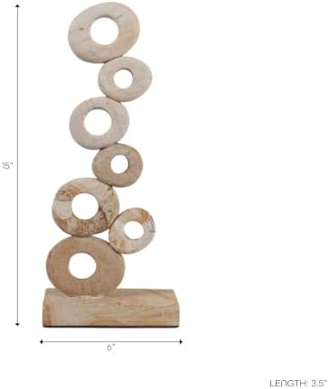 Palimanan Stone Stacked Ring Sculpture Ornament for Home, Bathroom and Room Decor - Decorative Accent for Office Shelf or Coffee Table Display - Figurine Styling for Living Room - 15", Ivory - Image 4