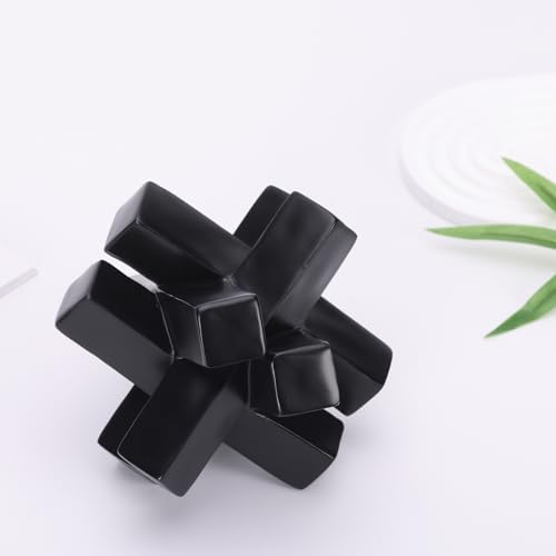 Black Knot Decor Knick Knacks for Shelves, Black Geometric Sculpture Statue Modern Decorative Objects Shelf, Black Home Décor Accents, Minimalist Bookcase Tv Stand Coffee Table Entrance Decor Objects - Image 3