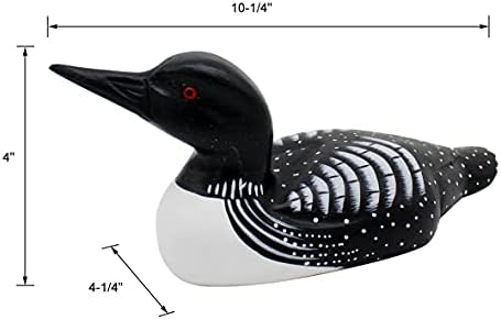CVHOMEDECO. Primitives Hand Engraving and Painted Wood Loon Farmhouse Figurine Decorative Accent, 10-1/4 Inch - Image 6