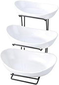 jessie 3 Tier Ceramic Fruit Basket for Kitchen Counter with Metal Stand, Fruit Bowls with Rack, Porcelain Bowls for Vegetable Bread Candy Snack Nuts Dessert Cake Tray by jessie