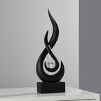 FJS Black Abstract Flame Sculpture for Living Room Coffee Table Decor by FJSHomeDecor