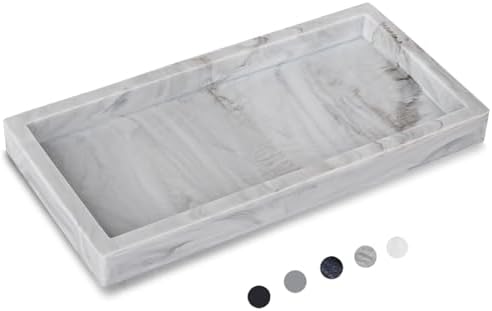 Silicone Bathroom Vanity Tray Dish Soap Holder Sink Organizer, Marble Grey by Heagoale