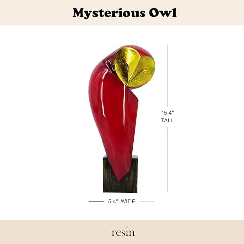 15 Inch Resin Owl Sculpture, Mid-Century Home Decor Statue - Image 2