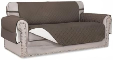 Easy-Going Reversible Couch Cover, 2 Cushion Sofa, Taupe/Ivory | Oversized - Image 7