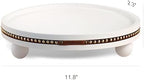 Round Wooden Decorative Tray Coffee Table Tray Home Decor 11.8" White - Image 5