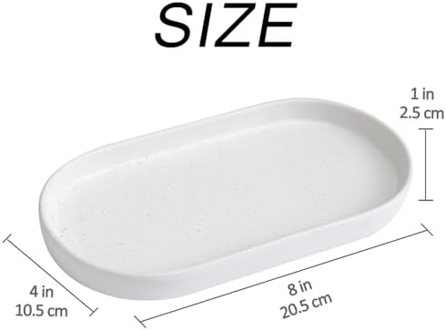 2 Pack Speckled White Round Soap Dispenser Tray - 8'' Ceramic Vanity Tray & Organizer Plate Set, Bathroom & Kitchen Countertop Decor for Soap Dispenser, Jewelry, Cosmetics, Sink - Image 2