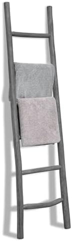FUIN Blanket Ladder, 6ft Rustic Solid Wood Decorative Ladder, Grey by FUIN