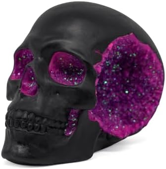 Black and Purple Resin Skull Figurine Statue. Good Gifts for Skull Lovers by AuraMojo