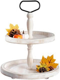 Mustry Rustic Wooden 2-Tier Tray Stand for Farmhouse Kitchen & Home Decor by Mustry