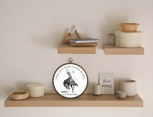 QKX Cowboy Wall Decor, Western Decor for Home, Printed Canvas Wall Hanging for Bedroom Kitchen Office, Round Wall Decoration, Ranch Decoration, Circular Wall Hanging with Hooks,5 - Image 4