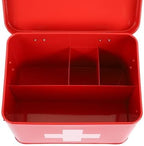 Lassos Boutique Retro Enameled First Aid Box for Medicine Storage and Home Decor with Lid and Removable Tray (Red/White) - Image 3