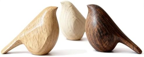 Natural Wood Bird Trio 4.1”L Set of 3 – Small Bird Sculptures & Animal Statues, Hand-Finished Modern Coffee Table Shelf Decor, Gift-Ready (3, Mixed) by Unknown