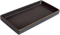 10 x 5 Ceramic Bathroom Tray for Countertop, Decorative Vanity Tray for Dresser Tops, Small Rectangular Trays for Perfume, Candle, Jewelry, Cosmetics (Black) by HANKOR
