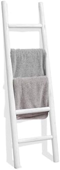 FUIN Blanket Ladder, 57in Rustic Solid Wood Decorative Ladder, White by FUIN