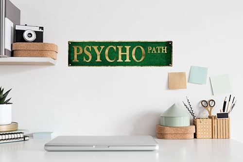 Man Cave Decor Vintage Wall Decor Psycho Path Vintage Tin Signs Funny Street Metal Signs for Home Garage Wall Bar Decor 4x16 in - Image 4