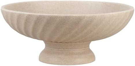 Deobath Large Resin Pedestal Decorative Bowl - Modern Fruit Bowl for Kitchen Counter - Handicraft Bowls for Home Decor - Key Bowl for Entry Table,Artificial Stone Beige by Deobath