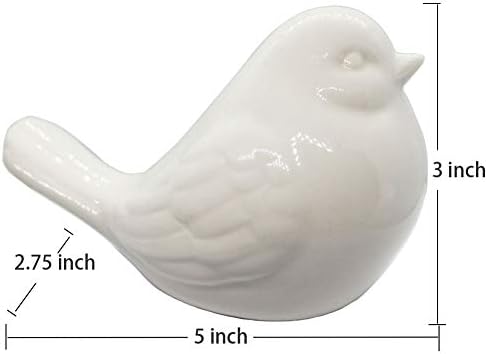 KiaoTime New White Glazed Ceramic Bird Figurine, Bird Statue, French Country Garden Cottage Bird Ornaments, Home Decor Accents Collectible Bird Figurine - Image 2