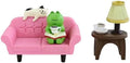 Mevodeata Cute Mini Frog Figurine with Small Sofa and Lamp Table Resin Figure for Office Home Decor for Frog Lovers (Pink Sofa) by Unknown