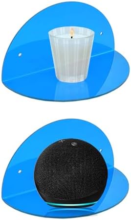 ROYALITA 2-Pack Small Acrylic Shelves Room Decor Floating Shelves, Blue - Image 4