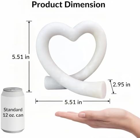 Lescafita Imitation Marble White Heart Decor Sculpture, Elegant Love Heart Statue Minimalist Modern Home Decor for Living Room Shelf Desk Coffee Table, Wedding Gift - Image 3