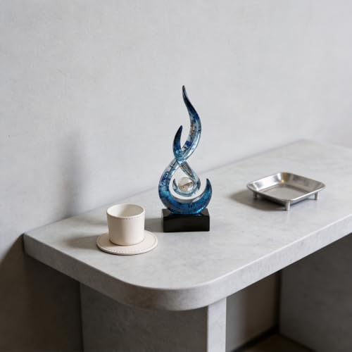 Modern Abstract Art Table Decoration,Resin Flame Statue Modern Centerpiece Ornaments for Living Room Great Gift Idea Home Decor,Collectibles (Blue foil) - Image 2