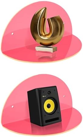 ROYALITA 2-Pack Small Acrylic Shelves Room Decor Floating Shelves, Pink - Image 6