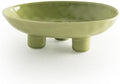 Three-Leg Ceramic Fruit Bowl, 10 Inch Oval Serving Dish for Kitchen Counter, Candy or Key Holder, Home Decor Accent Beige Green by Unknown
