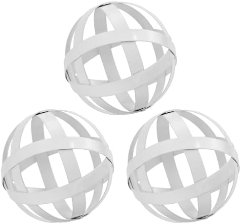 Kesywale 3.3 Inch Decorative Spheres Set of 3, Metal Band Decorative Balls Orbs Metal Spheres Home Decor Accents Dining Table Centerpieces for Living Room Bedroom Kitchen Office Coffee Table (White) by Kesywale