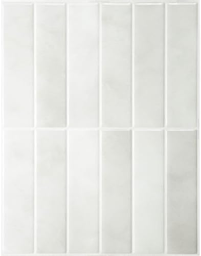 Smart Tiles Peel and Stick backsplash, Stacked White & Grey, 11.43"x9" by SmartTiles-OriginalPeelandStickBacksplashTiles