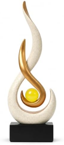 FJS Beige Abstract Flame Sculpture for Living Room Coffee Table Decor by FJSHomeDecor