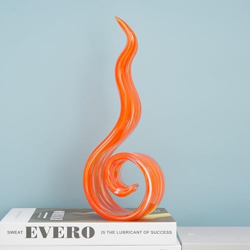 11.4" Tall Hand Blown Glass Sculpture, Murano Style Art Glass Figurine, Modern Coastal Home Decor Accent for Shelf, Table, TV Stand, Living Room Decoration - Image 4