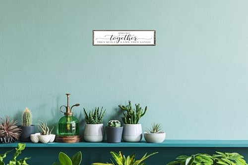 CSWLJS Rustic Metal Tin Signs And So Together They Built A Life They Loved Kitchen Sign Wall Decor White Vintage Farmhouse Bar Decor For Home Pantry Dining Room Coffee Shop 4x16 In - Image 4