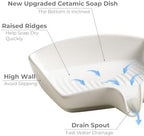Zoeeker Soap Dish with Waterfall Design, Ceramic Soap Holder for Countertop - Image 4