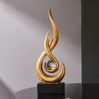 FJS Gold Abstract Flame Sculpture for Living Room Coffee Table Decor by FJSHomeDecor