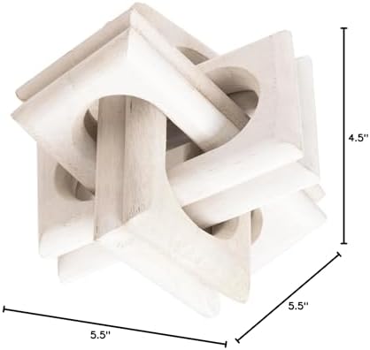Wood Knot Entry Table Boho Shelf 6 Link Interlock Coffee Table for Living Room and Modern Farmhouse Hand Crafted Natural Mango Wood Console Table Decor (White) - Image 3