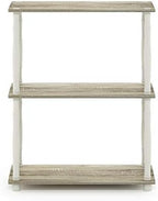 Furinno Turn-N-Tube 3-Tier Compact Multipurpose Shelf Display Rack with Classic Tube, Sonoma Oak/White - Image 6