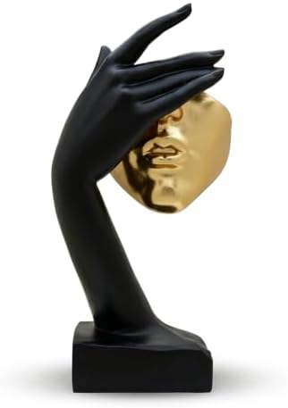 See No Evil Gold Resin Bust Sculpture, Abstract Shelf Decor by ZHAOXIANG