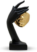 See No Evil Gold Resin Bust Sculpture, Abstract Shelf Decor by ZHAOXIANG