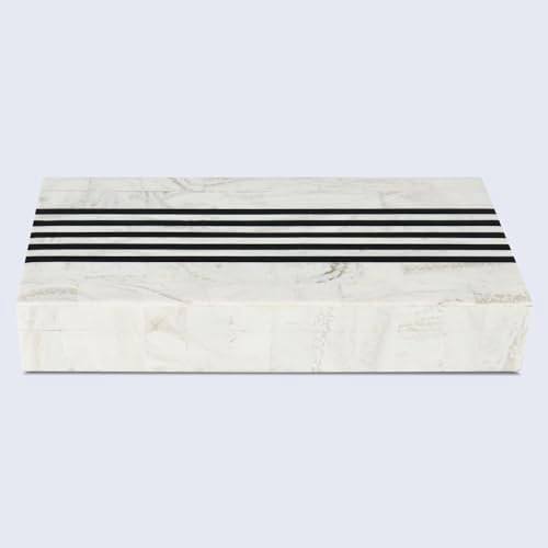 Handicrafts Home Black White Large Photo Memory Box with Lid, 12x6x2 In - Image 4