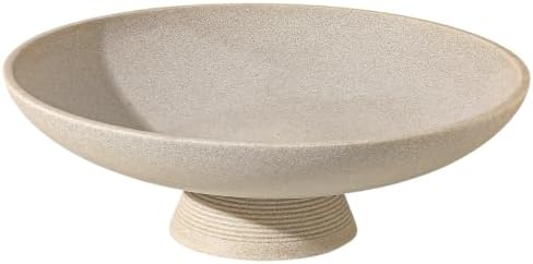 Large Decorative Fruit Bowl, Snack Candy Pedestal Bowl, Stripe Beige by AdornMyHomeEnjoyMyLife