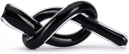 LCCCK Black Abstract Glass Knot Sculpture, Hand Blown Glass Decor for Coffee Table TV Cabinet, Shelf or Mantel Accent, Modern Knot Art for Coastal Living Room Tabletop Knick Knacks by LCCCK