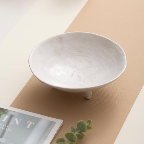 6" Small Decorative Bowl, Multi-Purpose Decorative Bowls for Keys, Candy and Home Decor, Ceramic Bowl （Retro White） - Image 7