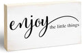 3x5 Inspirational Wooden Block Sign, Enjoy the Little Things, Natural by EXW