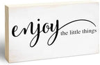 3x5 Inspirational Wooden Block Sign, Enjoy the Little Things, Natural by EXW