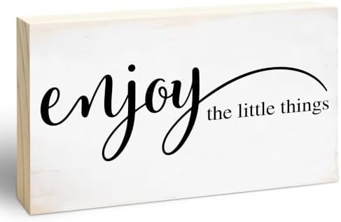 3x5 Inspirational Wooden Block Sign, Enjoy the Little Things, Natural by EXW