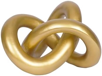 Geometric Round Sculpture Gold Knot Statue Decor Modern Tabletop Sculpture and Figurines Round Decorative Ornaments Knick Knacks Home Decor for Shelves Coffee Table Bookshelf Decoration Gifts by PUHOZN