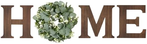 Mkono Home Sign Wall Decor, Farmhouse Wood Letters Eucalyptus for O, Brown by Mkono