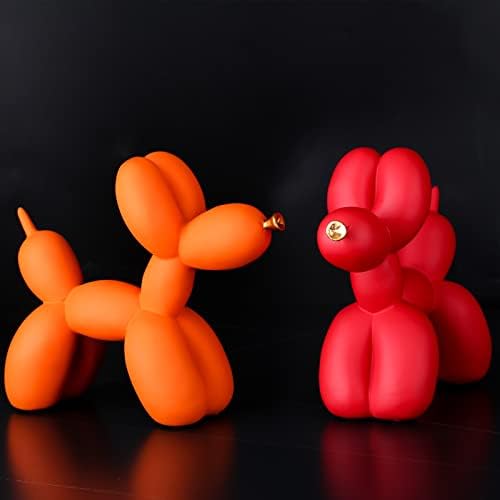 Creative Balloon Dog Sculpture Modern Home Decoration Trendy Animal Art Ornaments Collection Figurine Bedroom Living Room Office Desktop Resin Decors (Orange-Gold) - Image 6