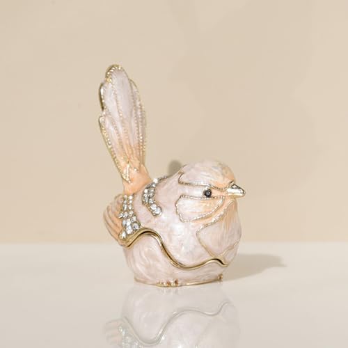 Bird Trinket Box Golden Crystal Enameled Hand-Painted Hinged Animal Jewelry Box, Elegant Home Decor & Unique Gift for Bird Lovers decor for home - Image 6